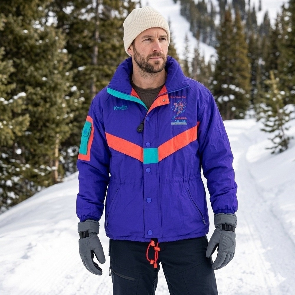 Vtg 90s Kaelin Ski Jacket Mens M Purple Subaru‎ Aspen International Colorblock